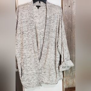 Talbots Grey With Pattern Xl Cardigan 100% Cotton Open Front